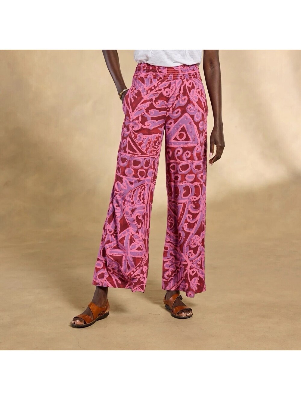 Sundance Himari Floral Pull On Casual Pants in Sangria Size Large